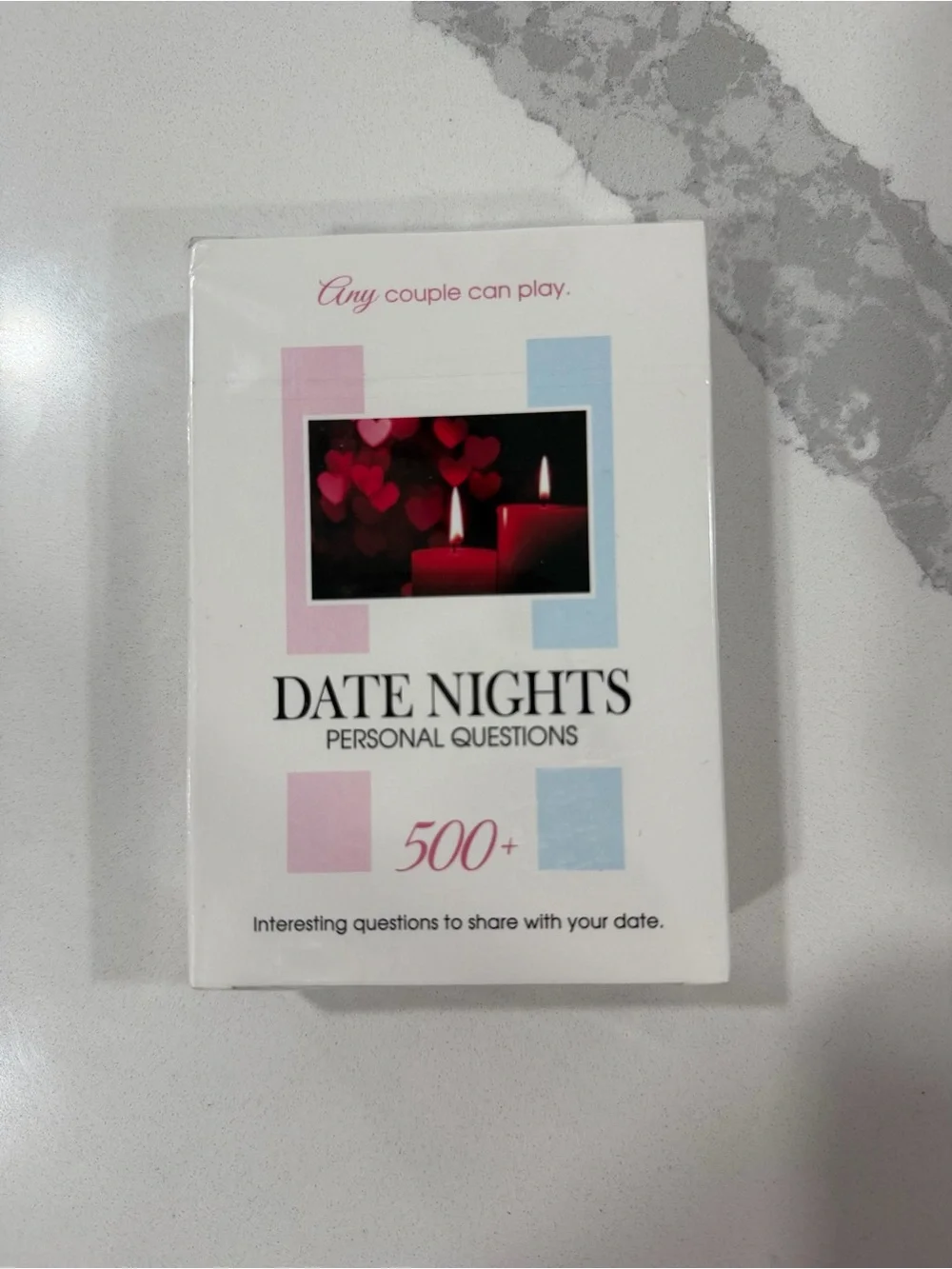 Date Nights Personal Questions Card Deck - White/Pink/Blue